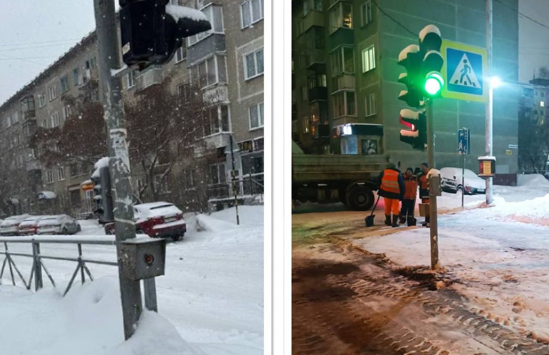 Жители Новосибирска из-за наледи не могли нажать на кнопку светофора