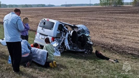 В автоаварии под Омском пострадали беременная девушка и двое детей