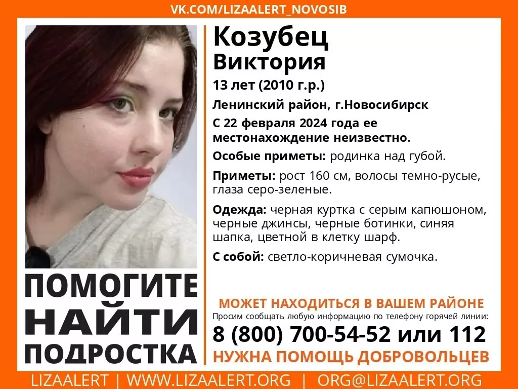 В Новосибирске с 22 февраля ищут 13-летнюю девочку в синей шапке