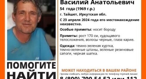 Пропавшего мужчину Василия Соколова ищут в Тайшете
