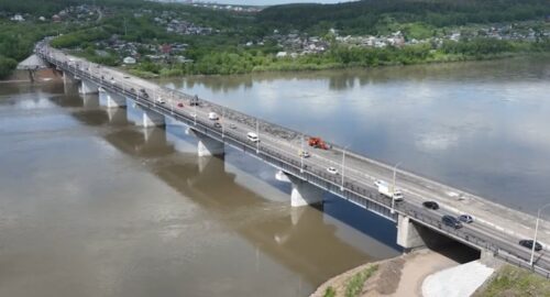 Глава Кемерова показал кадры ремонта Кузбасского моста с высоты птичьего полета
